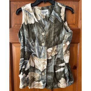 Vintage Floral Linen Vest/Tank Top